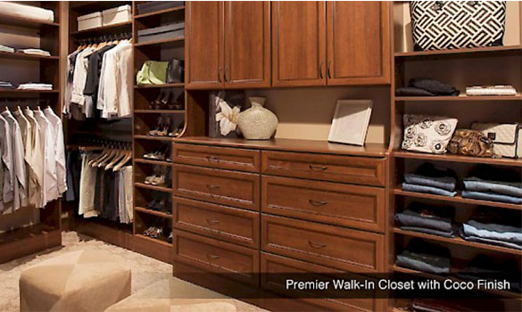 Smart Spaces premium walk in closet systems with coco finish